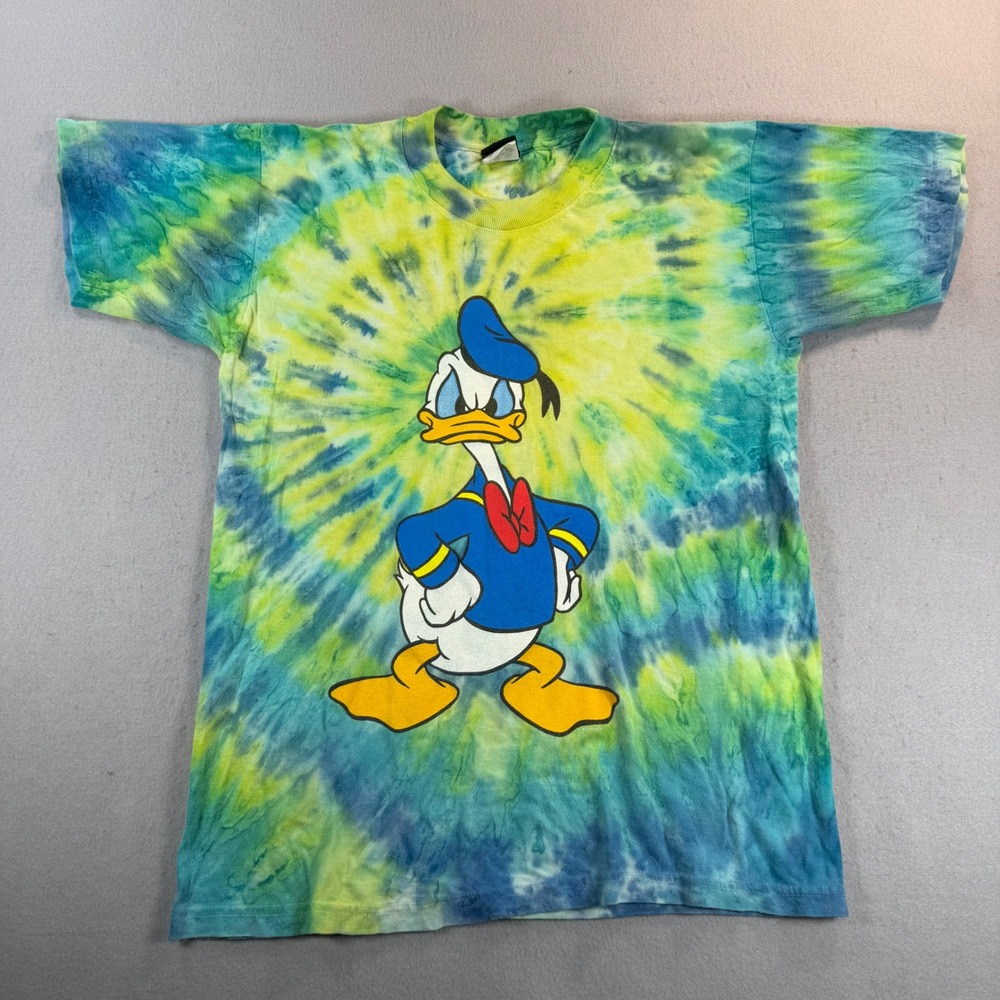 Vintage Mickey Unlimited Donald Duck Tie Dye T-Shirt Mens M Single Stitch 90s